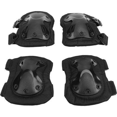 Protections Genoux Coudes Tactiques Professionnelles pour Sports Extérieurs Skate Chantier Travaux Noir (1/5)