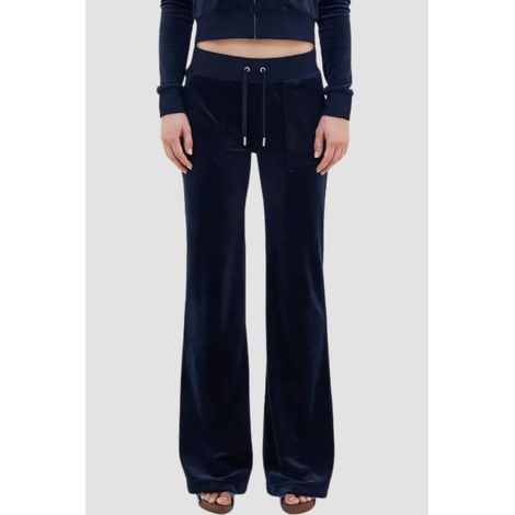 Pantaloni della tuta da donna Juicy Couture Layla a vita bassa con tasche, colore blu navy, taglia S. (1/4)
