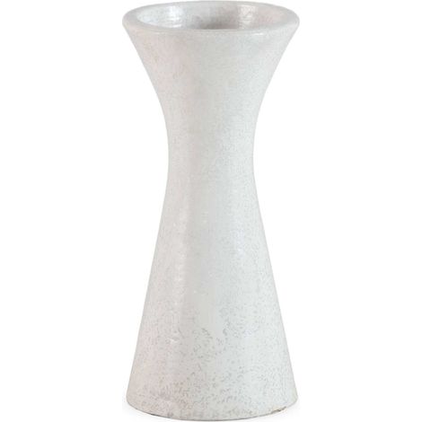 Vase en terre cuite blanc vieilli style authentique élégant - blanc vieilli patiné (1/2)