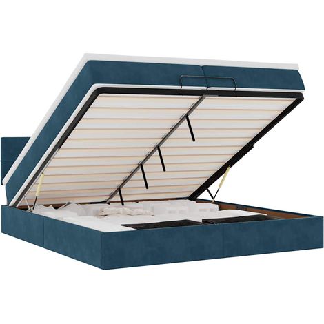 Maison Exclusive - Pouf Letto con Materassi e LED Blu Scuro 200x200cm Velluto