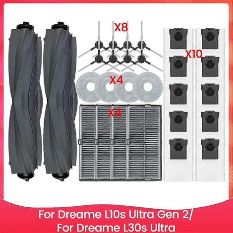 Repuestos para aspiradora Dreame L10s Ultra Gen 2/L30s Ultra: cepillo lateral principal, filtro HEPA, mopa ()