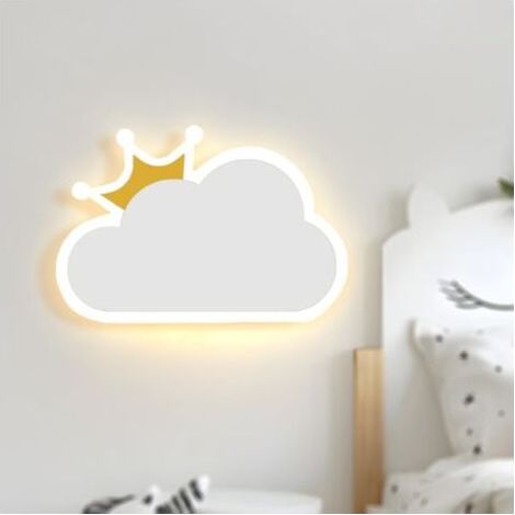 Aplique de pared LED de 12 W, forma de nube tricolor - 220 V, blanco, iluminación moderna para dormitorio infantil. (1/5)