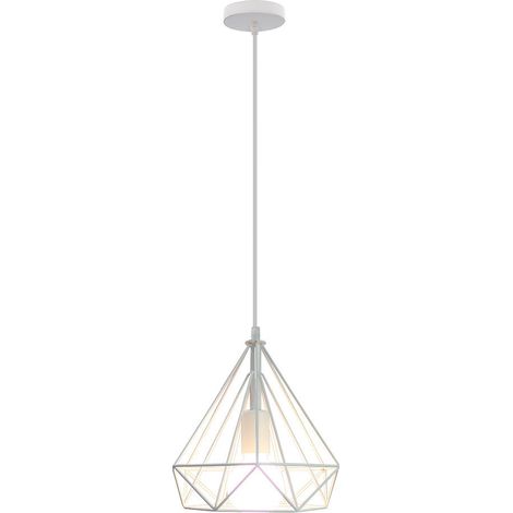 25CM Diamond Pendant Light Retro Pendant Lights Metal Industrial Chandelier Antique Vintage Ceiling Lights White (1/5)