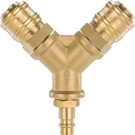 Distributeur d'air comprimé double avec raccords rapides 1/4" (raccord d'air comprimé standard DN 7,2) (1/5)