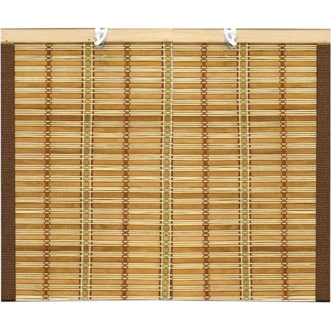 Tenda da sole Tapparella in midollino 1,5x3H mt con corda e bordo in cotone (1/2)