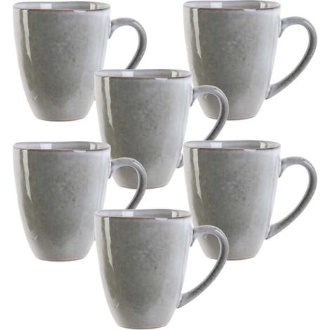 Set de 6 mugs 30cl en céramique au grés du temps gris - GALET (1/5)
