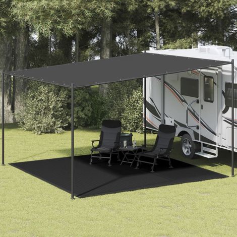 vidaXL Tappeto da Tenda 400x400 cm Nero in HDPE