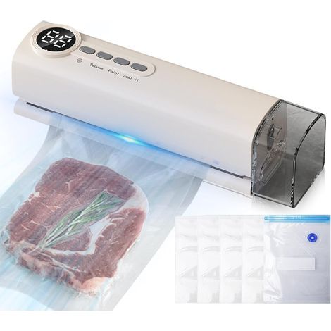 Machine Sous Vide Alimentaire, Machine Sous Vide 4 En 1, Appareils De Mise Sous Vide, Appareil Sous Vide Alimentaire, Inclus 5 PCS Sacs Sous Vide pour Viandes Légumes Fruits Etc (1/5)