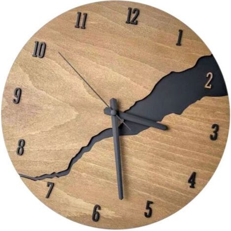 Horloge murale en bois craquelé, ronde, silencieuse, Style Vintage, grand décor pour la maison, le salon, le bureau (1/5)