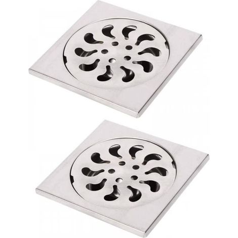10x10x30mm 2pcs Siphon de Sol Acier Inoxydable, Grille de Douche Carrée Filtre de Douche Drain de Douche Attrape Cheveux pour Salle de Bain (1/5)