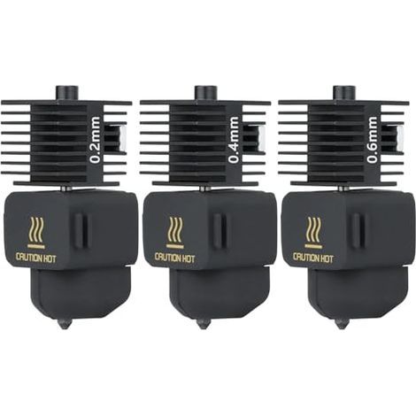 Kit de tête d'impression 3pac A1 Mini/A1 Hotend (extrudeur 0,2 mm + 0,4 mm + 0,6 mm) avec buse de remplacement haute température en acier trempé de 0,4 mm et manchon de protection en silicone pour imp (1/5)
