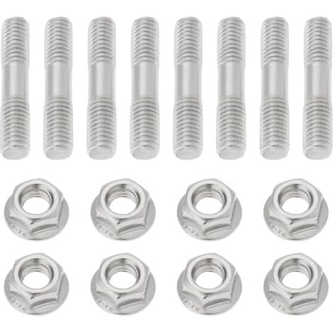 VGOL 8 Sets d'écrous de Boulon à Double Tête M8x1,25 42 Mm écrou de Goujon de Collecteur D'échappement Kit d'écrou de Boulon en Acier Inoxydable pour Collecteur d'admission (1/4)