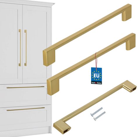 Tirador para muebles de cocina KOTARBAU® Clásico Moderno Oblongo Largo Oro Mate 221 MM Espacio entre 192 MM Juego de 2