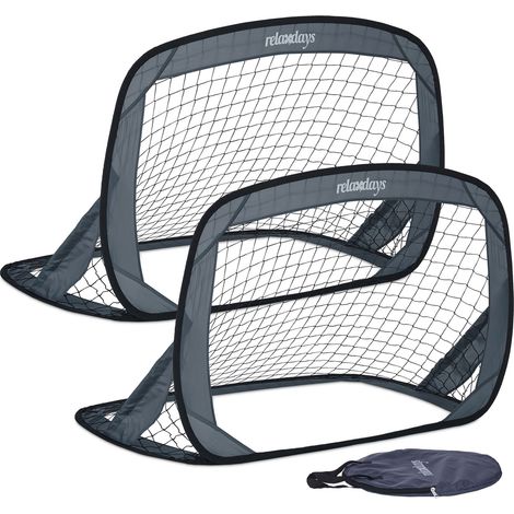 Relaxdays But de foot pop up en lot de 2, cage pliable pour le jardin, avec sac de transport, HxLxP : 78x121x80 cm, gris