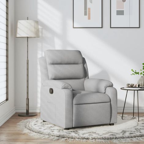 Vidaxl – Fauteuil relax inclinable gris clair – Tissu 100% polyester – Inclinaison manuelle 135° – Largeur 50 cm – Poche latérale pratique (1/7)