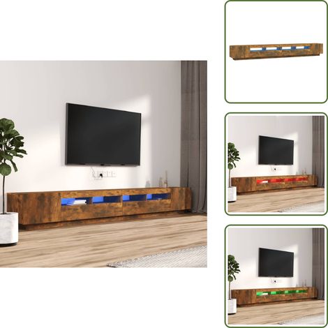 Ensemble de meubles TV avec lumières LED 3 pcs Chêne fumé - Meuble Tv - Meuble Téléviseur - Éclairage Led - Rangement Media - Design Moderne