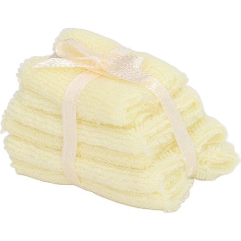 Serviettes de salle de bain miniatures à l'échelle 1:12, accessoires de décoration, meubles, modèle réduit de maison de poupée, pile de serviettes jaunes (1/5)