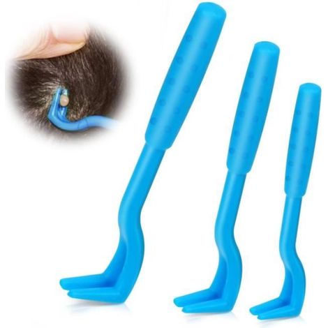 Tire Tique pour Chiens, 3 Tailles Set Tire Tique, Crochet à Tiques, Pince à Tiques, Tiques Fiable pour Chiens (1/4)