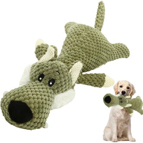 Un jouet en peluche indestructible pour chien — un jouet en forme de loup qui couine, durable et adapté aux chiens de petite et grande taille. (1/5)