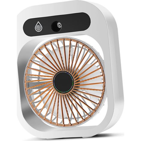 3-stufiger Tischventilator, Kühlventilator, Turbinenflügel, kleiner, leiser Ventilator, USB-aufladbar, weiß (1/5)