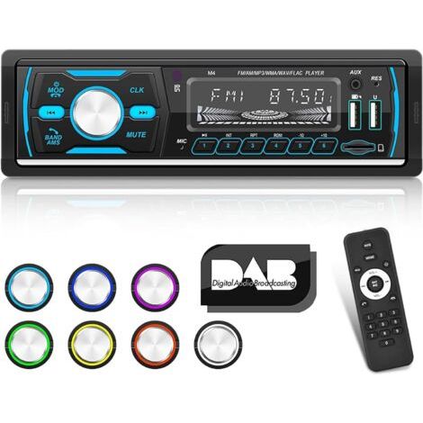 Autoradio Dab+ 1 Din avec Bluetooth - Auto Radio avec FM AM RDS - 7 Boutons Lumineux de Couleur/USB/U Disk/AUX + 32G TF Card (1/5)