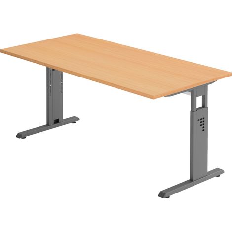 bümö Schreibtisch Serie-O Rechteck: 180 x 80 cm Buche Graphit (1/5)