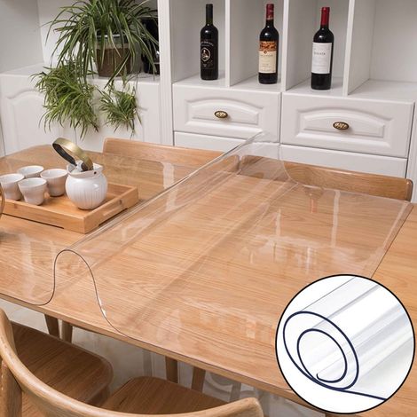 Protecteur De Table En Pvc - 1 Mm D'Épaisseur - Transparent Et Antidérapant - Pour Tables En Bois Verre Marbre Acier Inoxydable - Taille Unique (1/5)