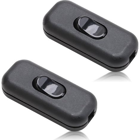 Interrupteur à Bascule - Lot de 2 - Plastique PC - Bipolaire 6A 250V - Pour Lampe et Petit Appareil - Noir