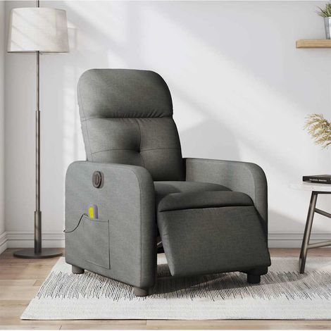 Massagesessel Elektrisch Dunkelgrau Stoff