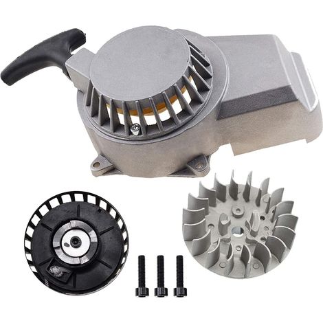 Alliage Gris Tirer Démarreur De Recul Avec 18 Ailettes Volant Remplacement pour 2 Stroke 43cc 47cc 49cc ATV Mini Dirt Bike Scooter Brush Cutter Water pump (1/5)