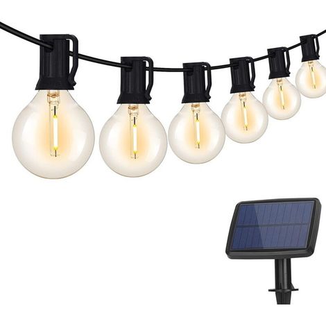 Solar String Lights Outdoor, Indoor Fairy Lights, 10 Tungsten Bulbs with 4 Lighting Modes for Garden, Party, Wedding Decorations - Warm White 5.5m