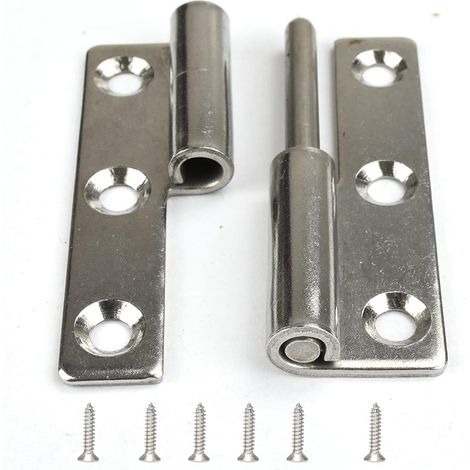 Set mit 4 abnehmbaren Türscharnieren, 2,5 Zoll, Edelstahl, Rechtshänder
