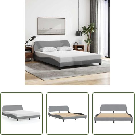 Cadre de lit - Cadre de lit Dover gris clair 160x200 cm tissu (1/5)