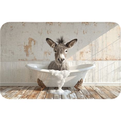 TAPIS DE BAIN Âne - Animaux - Baignoire - Mousse 80x50 cm