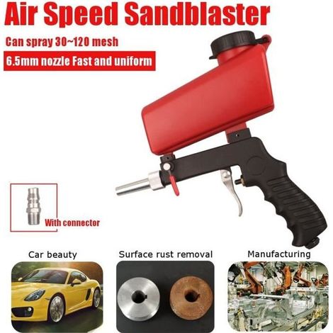 Pistolet de Sablage Pneumatique Gravité Portable débit Réglage Sableuse Décapage (1/4)