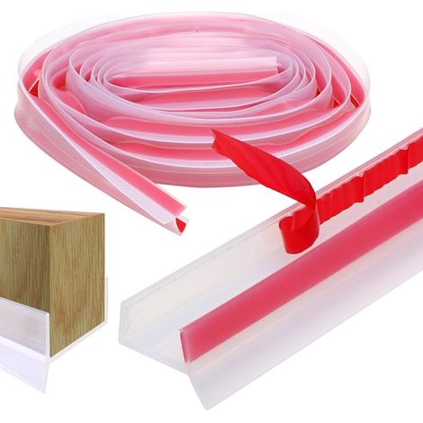 Plinthe de cuisine 5 m, profilé d'étanchéité, profilé de plinthe, en caoutchouc de silicone, joint de cuisine pour plinthe de cuisine, transparent (1/5)