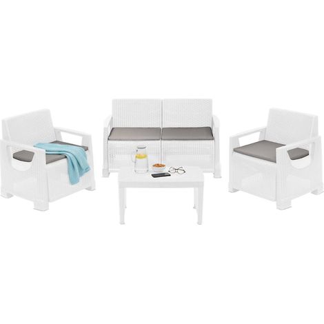 Set Salotto da Esterno Covo, Salottino Outdoor 4 Posti, Made in Italy, Bianco