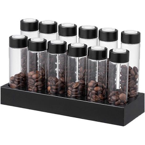 Présentoir pour boîte de rangement de grains de café, présentoir pour tube de thé en noyer --- (1/5)
