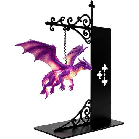 Lanterne de bibliothèque vintage LED portable, lumière chaude douce motif dragon flottant, décorative étagère pour maison bureau salle d'étude (1/5)