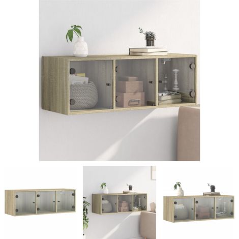 The Living Store Wandschrank mit Glastüren Sonoma-Eiche 102x37x35 cm - Aufbewahrungsschränke & Schließfächer (1/5)