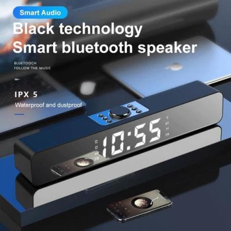 Barre de son Haut-parleur Bluetooth 50 Stéréo 4D avce double réveil Soundbar de cinéma maison Support AUXBluetooth Pour TV Noir (1/4)