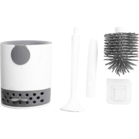 Ensemble brosse de toilette, brosse de nettoyage de cuvette en silicone et support (1/5)