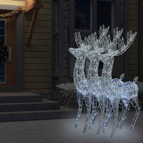 Rennes de Noël XXL Acrylique 250 LED 3 pcs 180 cm Blanc froid (1/5)