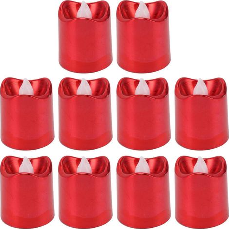 Rote LED-Kerzenlichter, warmes Licht, flammenlos, elektronisch, für Weihnachtsfeste, Geburtstagsfeiern, Hochzeiten, 12 Stück (1/4)
