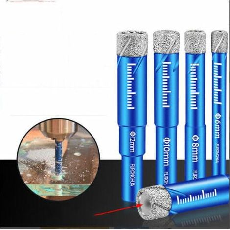 S&R Bohrer, Diamantbohrer für Keramikfliesen, Feinsteinzeug, Fliesen, Glas, Stein. Box mit 4 professionellen Diamantbohrern