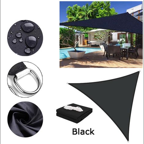 Voile d'ombrage Triangle 3 x 3 x 3 m, Auvent Imperméable UV Protection, Imperméable Toile Ombrage pour Jardin Terrasse Extérieur Patio Piscine Balcon,noir