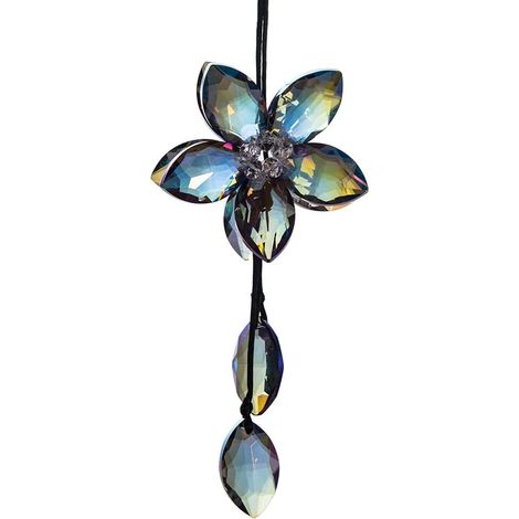 Merroir arrière-vue de la voiture pendentif fleurs cristallines miroir intérieur suspendu charme pendentif bling coloré (1/5)