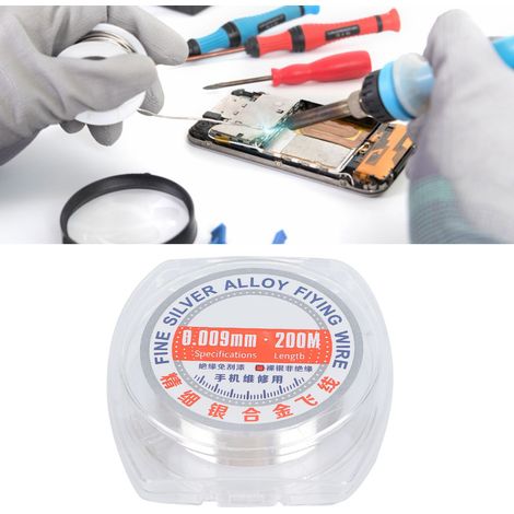 Feinsilber-Lötdraht, 0,007 mm/0,009 mm, 200 m, zur Reparatur von CPU-Bruchstellen auf Motherboards, zur Ausbesserung von durch Fingerabdrücke beschädigten Lötstellen und zur Wiederherstellung von Löts (1/5)