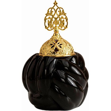 Brûleurs d'encens en céramique arabe, diffuseur de parfums,-Noir (1/2)