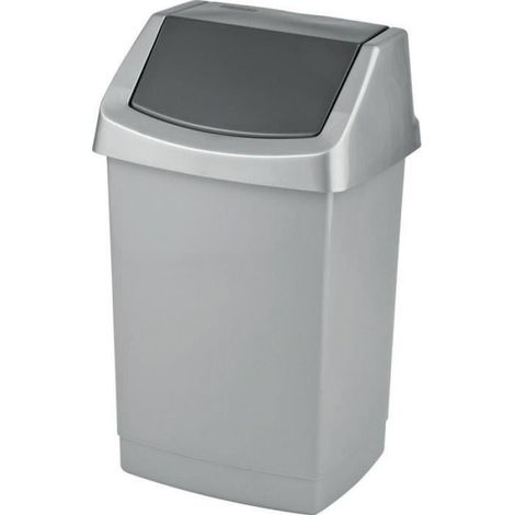 Corbeille À Litière - 50 L - Couvercle Rotatif - Inclinable - Gris